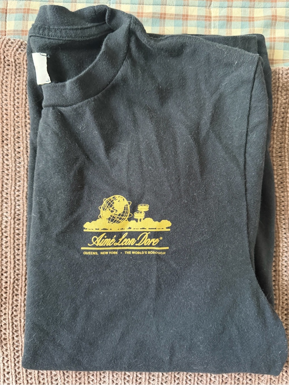 Aime Leon Dore Black Short-Sleeve Tee with Yellow Logo Globe